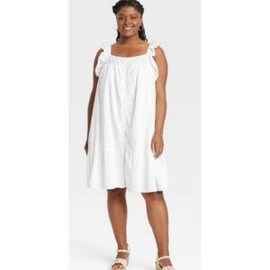 Universal Thread Flutter sleeve Button down dress White Size 3X